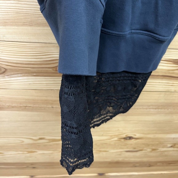 Public School NYC Dress Large Blue Sleeveless Sweatshirt Dress Lace Trim B86 - Picture 10 of 16